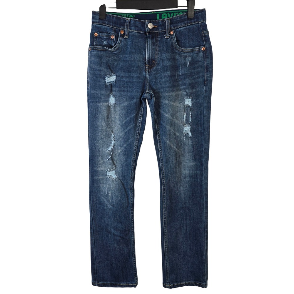 Levi‎ Strauss 511 Kids Jeans Size 14 Reg Blue Distressed Slim Fit Denim